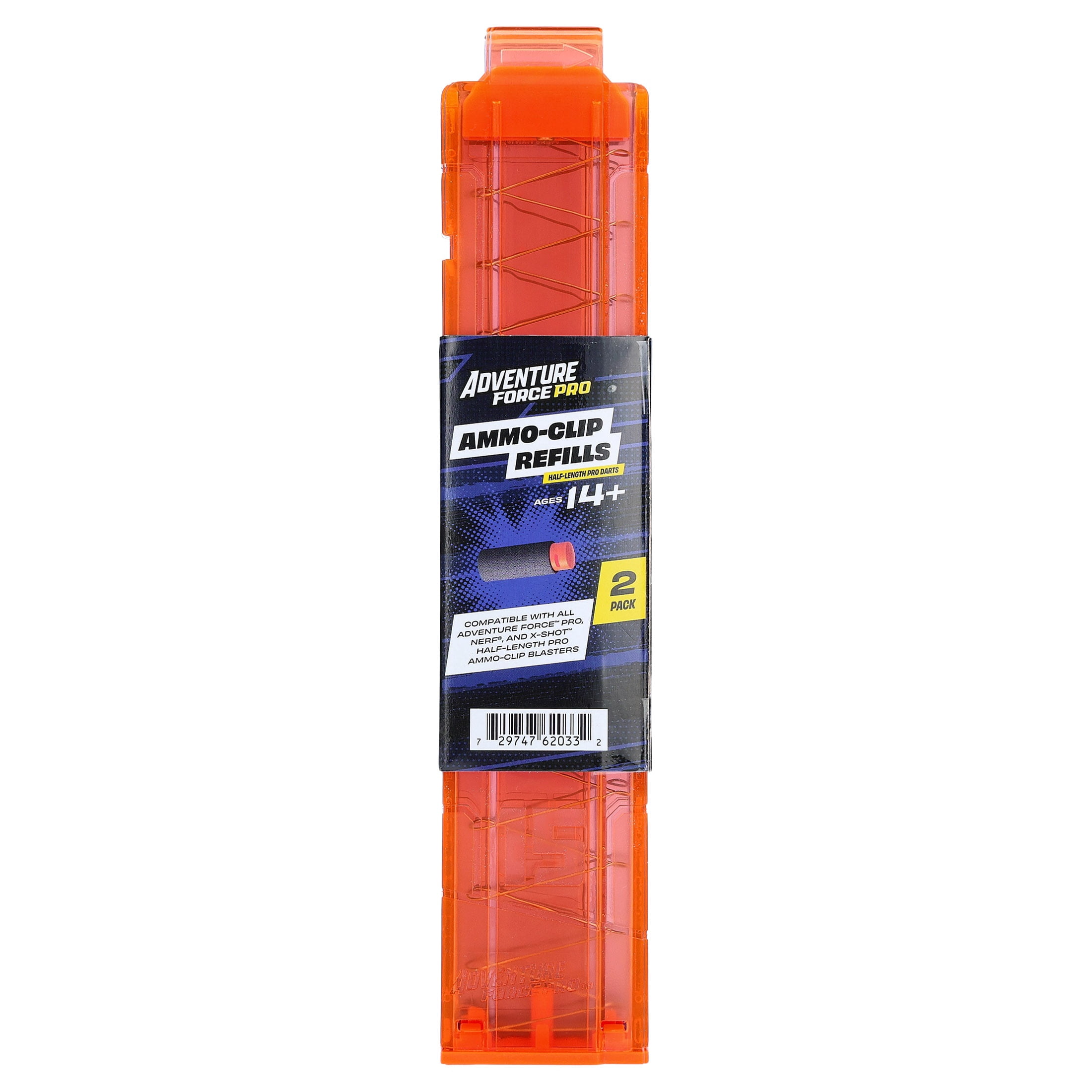 Adventure Force Half-Length 15-Round Pro Blaster Darts Ammo-Clip Refills, 2 Pack