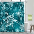 thumbnail image 3 of Christmas Snowflake Shower Curtain Set for Bathroom, Winter Teal Decorative Curtains, 36X72IN, 3 of 6