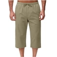 thumbnail image 3 of Bovxnpu Mens Capris Pants Beach Loungewear Pants Men Cargo 7 Pants Solid Elastic Waist Drawstring Side Pockets Casual Pants, 3 of 8