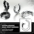 thumbnail image 5 of ChainsHouse 925 Sterling Silver Hoop Earrings for Men Women Skull Link Hypoallergenic Gothic Punk Earring Birthday Christmas Jewelry Gift with Box, 5 of 8