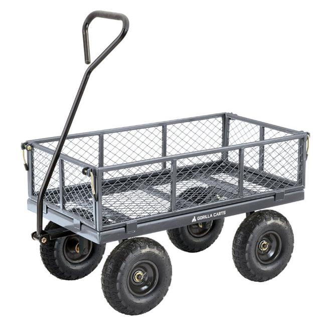 Side Panels Gorilla Carts Utility Cart Heavy-Duty Steel Black Removable 12 in 