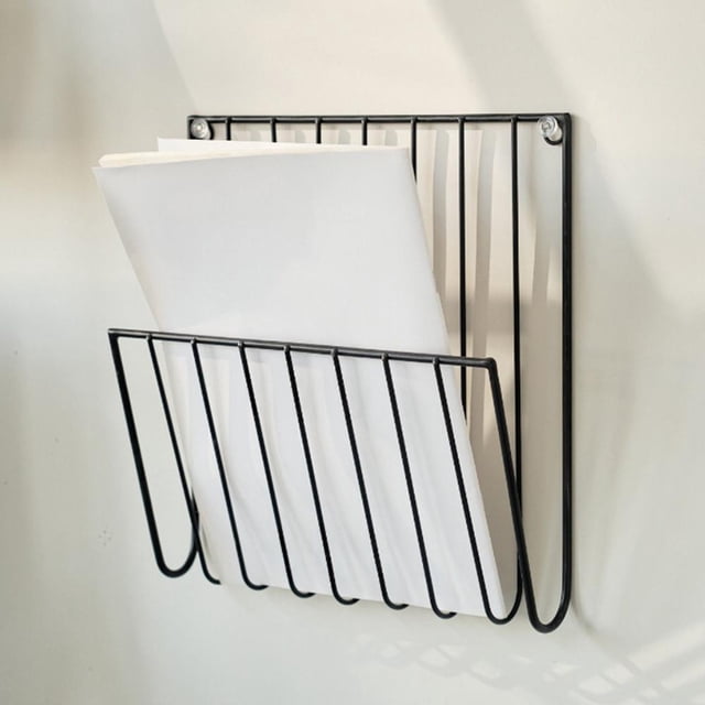 Feltree Wall Mounted Iron Book and Newspaper Rack Storage Organizer for Home Bedroom Study