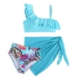 thumbnail image 2 of Kiijoy Girls 3 Piece Swimsuit Ruffle Bikini Set Cover Up Skirt Bathing Suit, Sizes 5-12, 2 of 4