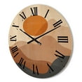 thumbnail image 3 of Designart 'Abstract Earth Toned Mountains With Red Moon II' Modern Wood Wall Clock, 3 of 5
