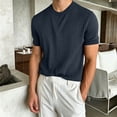 thumbnail image 3 of hotojiny Mens Casual T-Shirts Classic Short Sleeve Knit Tees Crewneck Ribbed Solid Shirts Comfort Business Work Tops, 3 of 7