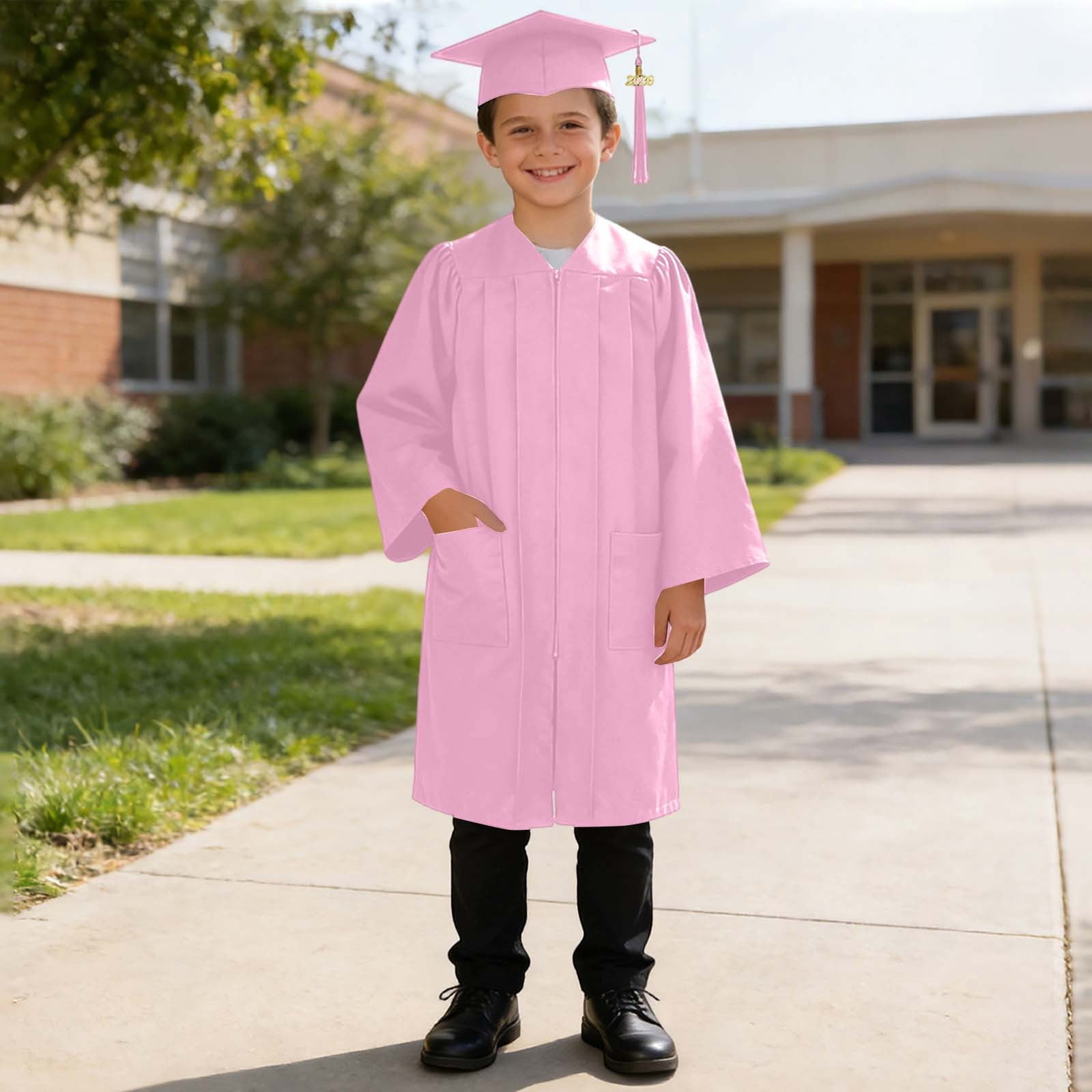 baby pink graduation dress Knitted Robe with A Hat Shiny Graduation Gown Suitable for Children and Toddlers 2 9 Years First Born Boy Clothes 24.10COLL