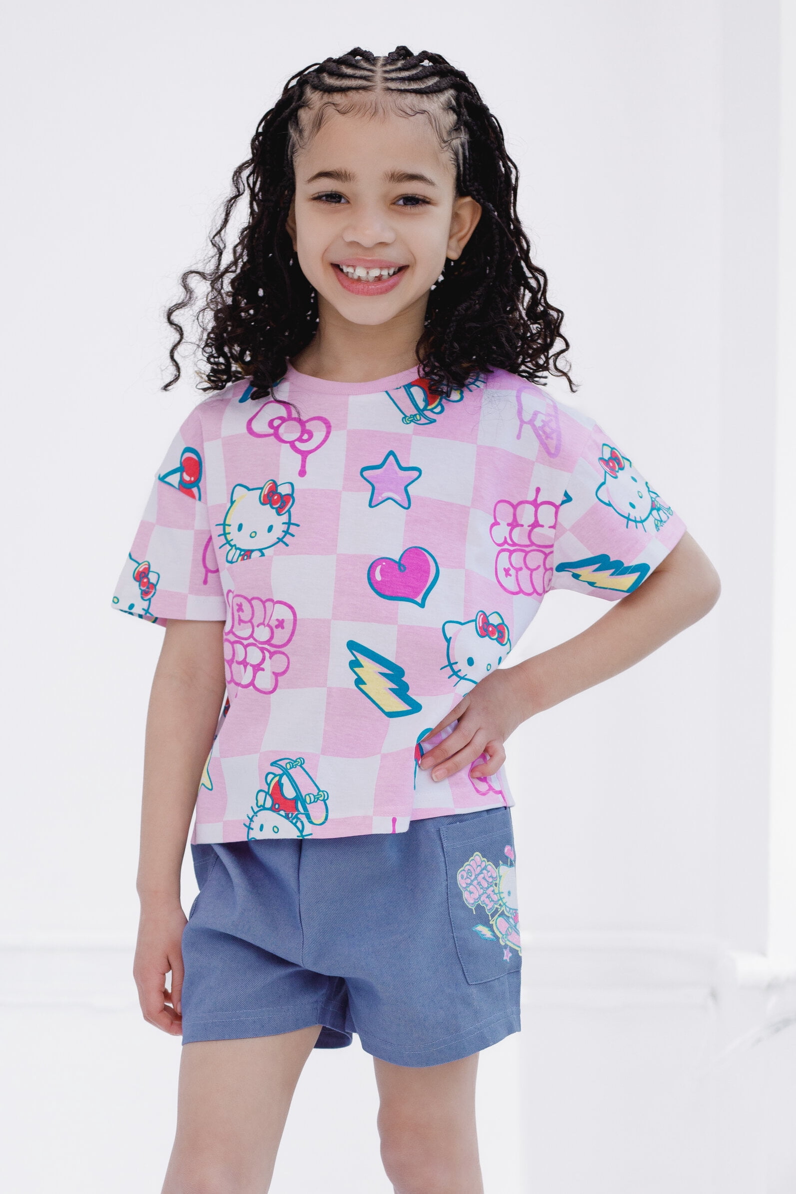 Hello Kitty T-Shirt and Chambray Shorts Outfit Set Little Kid to Big Kid