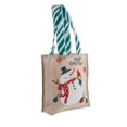 thumbnail image 2 of Christmas Gift Handbag Multipurpose Reusable Tear-resistant Large Capacity Striped Handle Gift Packing Burlap Cartoon Santa Claus Snowman  Candy Grocery Bag Festival Supplies Snowman, 2 of 11