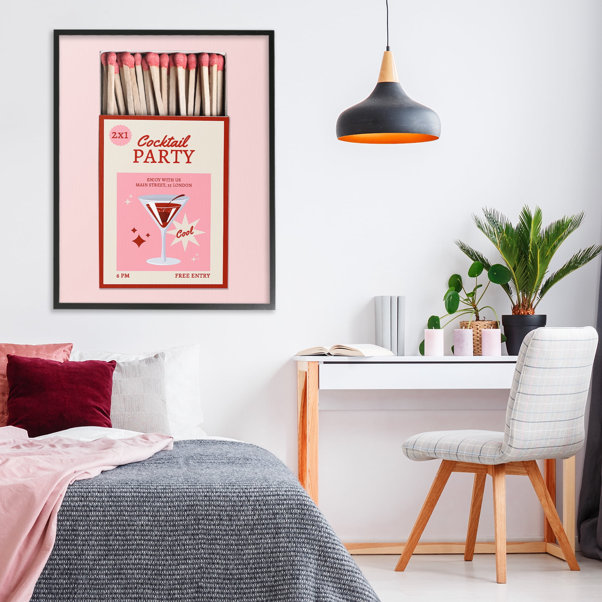 Stupell Industries Cocktail Party Matchbox Black Framed Giclee Art, design by CAD Designs