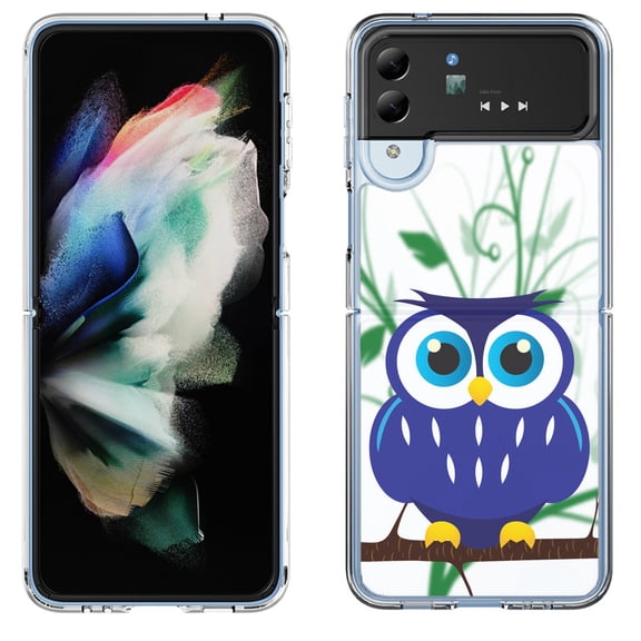 Shockproof Bumper Phone Case for Samsung Galaxy Z Flip 4 5G, by OneToughShield ® - Blue Owl