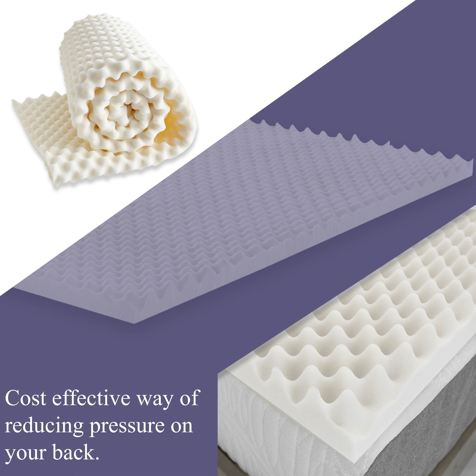 Continental Sleep, 3" Convoluted CertiPUR-US Foam Mattress Topper, Full