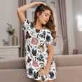 thumbnail image 3 of Fotbe Hip Hop Dog Pattern Women's Cotton Nightgown Sleepwear Short Sleeves Shirt Casual Print Sleepdress, 3 of 6