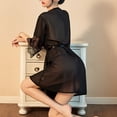 thumbnail image 4 of Celivon Chiffon Robes For Women Spring Summer Long Pajamas Smooth Sleepwear Chemise Nightgown Lace Robe Sexy, 4 of 6