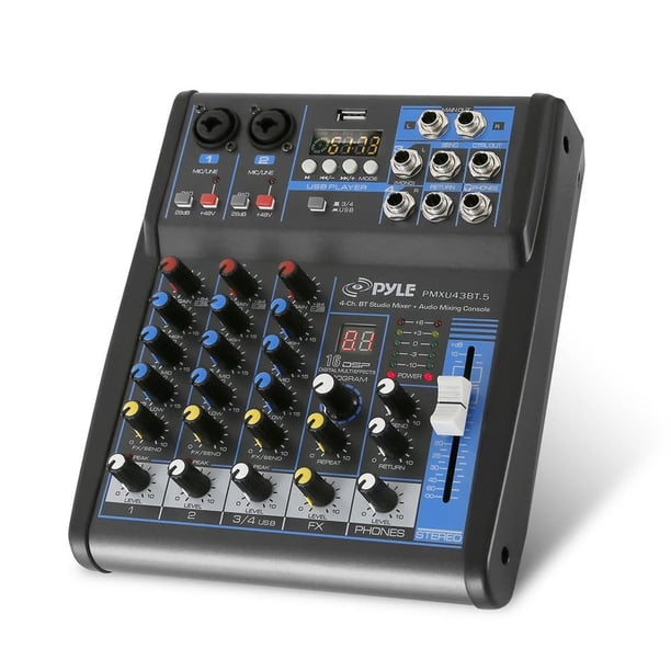 Mezclador de audio Pyle PMXU43BT.5 4 canales USB Bluetooth MP3