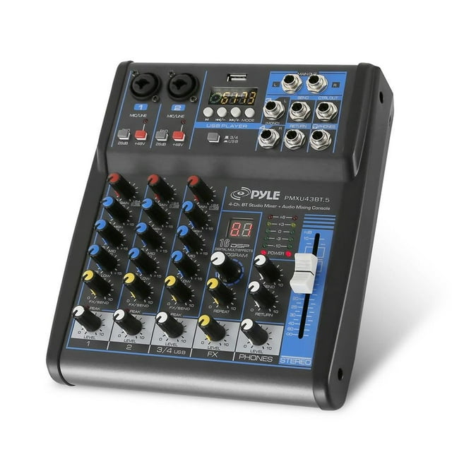 Mezclador de audio Pyle PMXU43BT.5 4 canales USB Bluetooth MP3