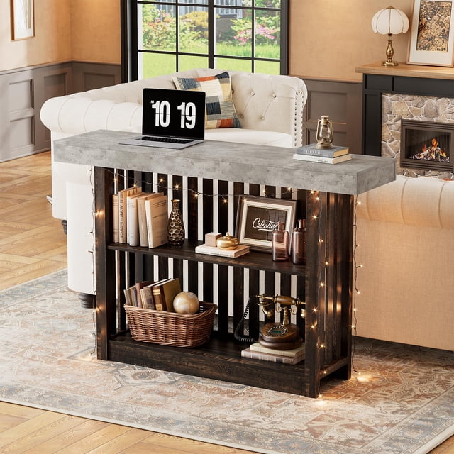 Garvee 63" Long Bar Table, Home Bar Unit with 2 Tier Storage Shelves, Pub Table for 4-8 People, Modern Home Coffee Breakfast Kitchen Island for Dining Room, Bistro, Living Room
