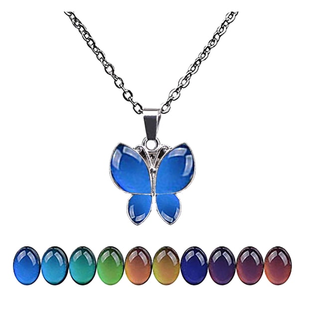 SIfdSeng Charm Temperature Sensing Color Changing Pendant Necklace Assorted Styles Unisex Gifts Stainless Steel Chain Jewelry