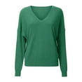 thumbnail image 5 of Sweater for Women Soft Oversized V Neck Solid Color Casual Pullover Sweaters Loose Knit Long Sleeve Shirts Top, 5 of 5