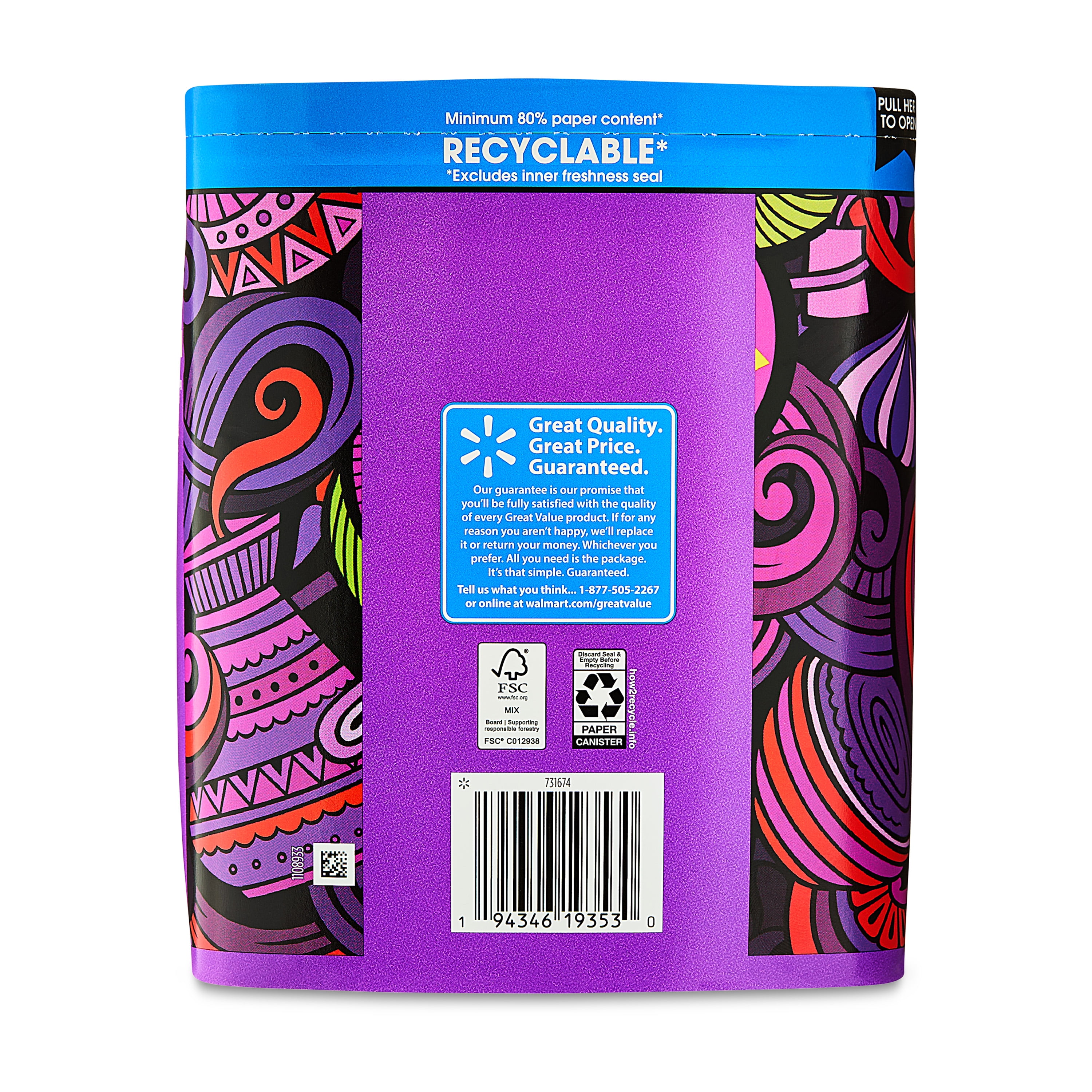 (6 pack) Great Value Colombian Medium Dark Roast Ground Coffee, 22.6 oz