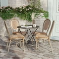 thumbnail image 3 of Flash Furniture 4 Pack Indoor/Outdoor Commercial Thonet French Bistro Stacking Chair, Natural/White PE Rattan and Bamboo Print Aluminum Frame in Light Natural, 3 of 15
