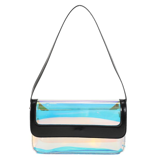 Bolsos de hombro para mujer Bolsos de mano pequeños transparentes de PVC transparente Monederos Hobos (negro)