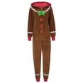 thumbnail image 4 of VNKIDY Women Christmas Family Matching Brown Gingerbread Man Onesie With Hood Long Sleeve Soft Jumpsuit For Holiday Celebrations Festive Homewear Lightweight Onesie, 4 of 9