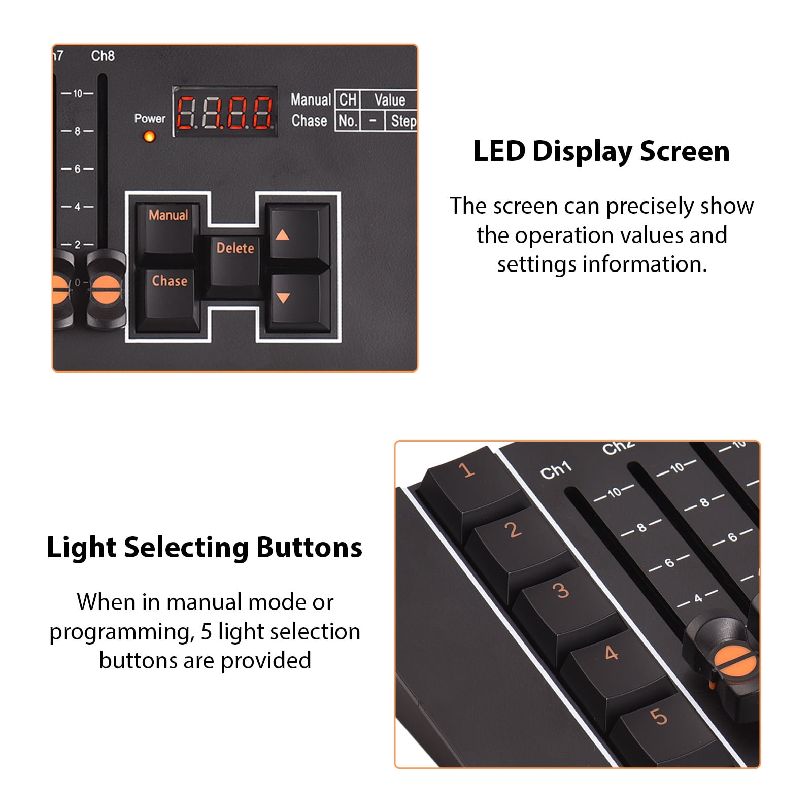DMX Controller DMX 512 40 Channel Stage DJ Light Controller for DJ Lights Party Light Shows Disco Pub Light Controller Console Panel with Power-off Memory Type-C Rechargeable DMX Light Controller