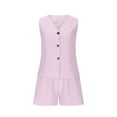thumbnail image 4 of Bzhegqhd Women's Summer Two-piece Checkered Printed Casual Set with Matching Shorts Linen and Shorts, 4 of 8