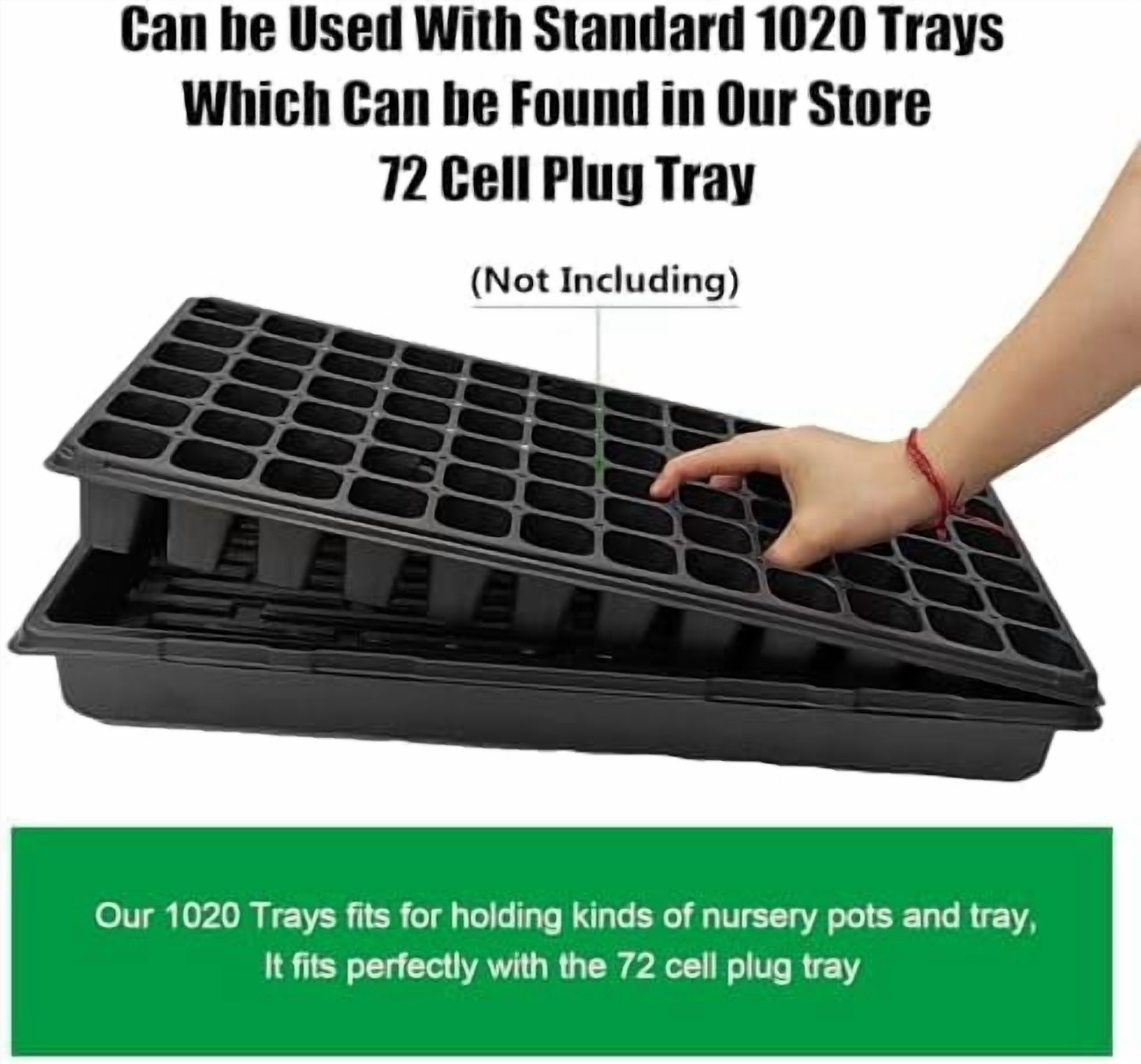 RibRave 10 Pack 1020 Trays, Extra Thick Heavy Duty Seed Starting Trays - No Holes, No Leak, Reusable Propagation Flats for Microgreens, Seedlings, Plant Germination, Fodder and Transplant