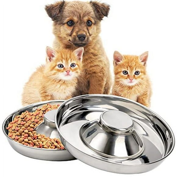 2 Pack Stainless Steel Puppy Bowls, Pet Slow Feeder Bowls, Non-Skid Dog Food and Water Bowl