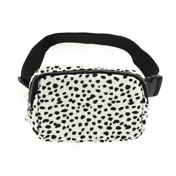 Unique Bargains 1 Pc Printed Running Waist Pack for Hiking Gym Black White Nylon