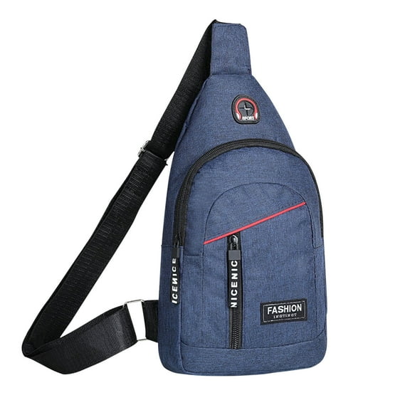 Xfvqtps Mens Chest Bag Adjustable Shoulder Strap Large Capacity Multi Compartment Multi-Purpose Fashion Lightweight Portable Commuting Oxford Cloth Crossbody Bag Blue