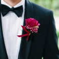 thumbnail image 2 of Paquete de 6 Boutonniere para hombres, boda, broche, ramo, ramillete, clásico, artificial, novio, no, flores para boda, graduación Gloria Boutonniere Corsage Broche, 2 of 9