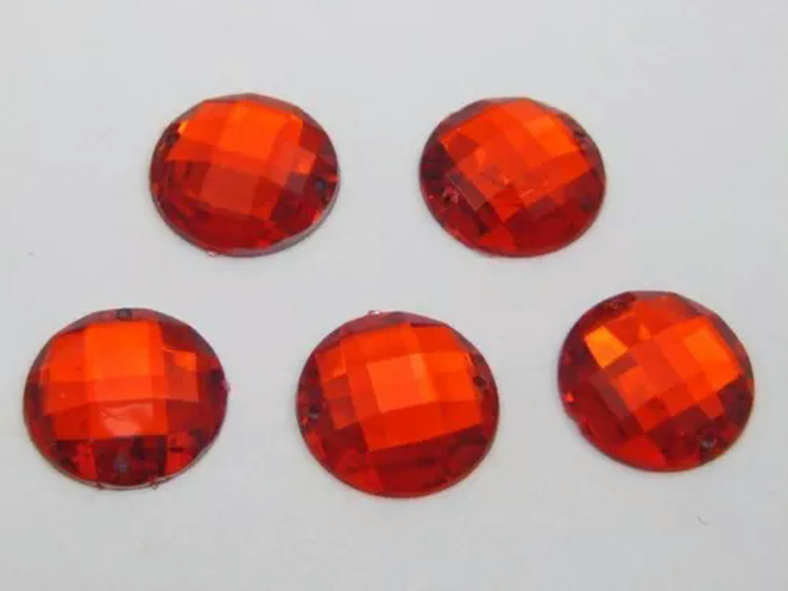 U8MO 500 Flatback Acrylic Faceted Round Sewing Rhinestone Gems 16mm Sew on beads-Red