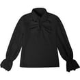 thumbnail image 1 of PMVFHDE Trendy Tops Toddler Boys Solid Color Shirt Renaissant Lace Up Scottish Jacobite Classical Tops Black,4-5 Years, 1 of 2