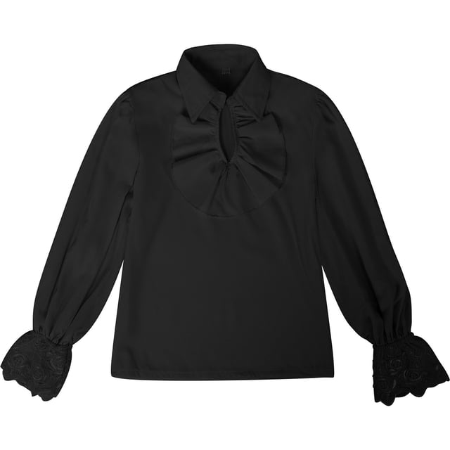 PMVFHDE Trendy Tops Toddler Boys Solid Color Shirt Renaissant Lace Up Scottish Jacobite Classical Tops Black,4-5 Years