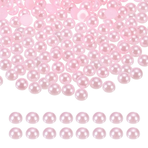 1000Pcs Half Pearl, 4mm Plastic Half Flatback Imitation Pearls Cabochon for DIY Crafts Clothing (Pink)