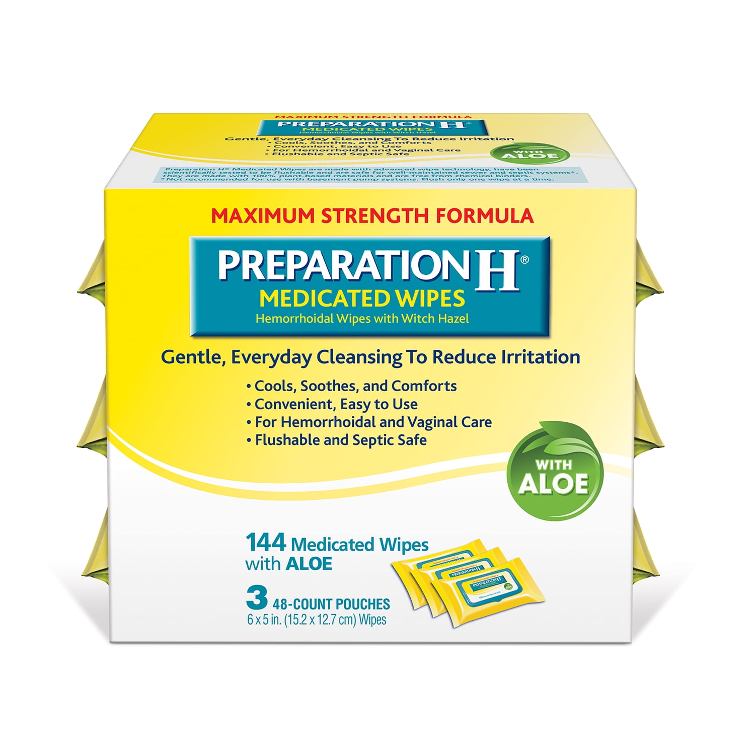 Preparation H Medicated Wipes with Aloe, 144 ct.