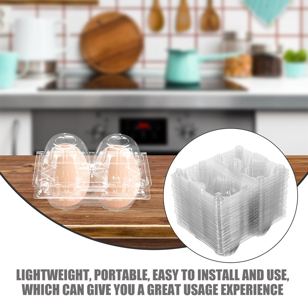 LEORX Worgeous 100pcs Plastic Egg Carton for 2 Eggs Clear Reusable Stackable Egg Storage Container with Lid
