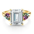 thumbnail image 2 of Gem Stone King 18K Yellow Gold Plated Silver Green Mystic Topaz Ring Set with Moissanite (8.58 Cttw), 2 of 3