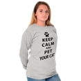 thumbnail image 3 of Keep Calm Pet Your Cat Kitty Lovers Plus Size Long Sleeve Graphic Tee Shirt Brisco Brands 2X, 3 of 5
