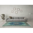 thumbnail image 3 of Ahgly Company Indoor Rectangle Medallion Light Blue Traditional Area Rugs, 4' x 6', 3 of 4