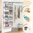 thumbnail image 6 of Over The Door Organizer, 5-Tier Extra Large Behind Door Storage with 10 Big Front & 10 Mesh Pockets, 80lb Capacity, Hanging Storage Organizer with Clear Window Kids Toys, Shoes, Diapers, Light Grey, 6 of 8