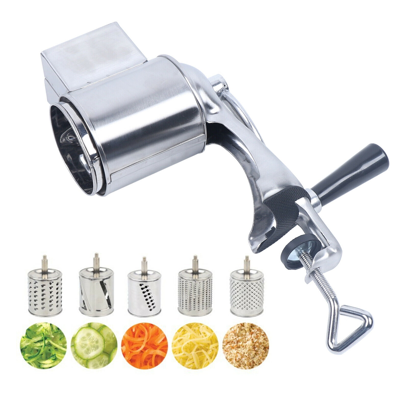 DENEST Manual Kitchen Food Grinder Mills Rotary Drum Cutter Grater