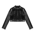 thumbnail image 3 of iiniim Girls Sequins Metallic Hip Hop Jazz Dance Crop Tops Long Sleeve Turtleneck Tank Tees Gymnastics Ballet Black 6, 3 of 6