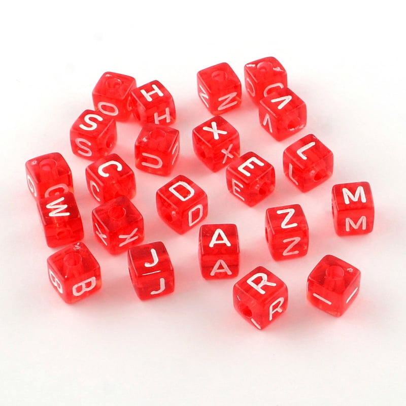 Transparent Acrylic European Beads Random Mixed Letters Horizontal Hole Large Hole Cube Beads Mixed Color 10x10x10mm Hole: 4mm about 530pcs/500g DIY