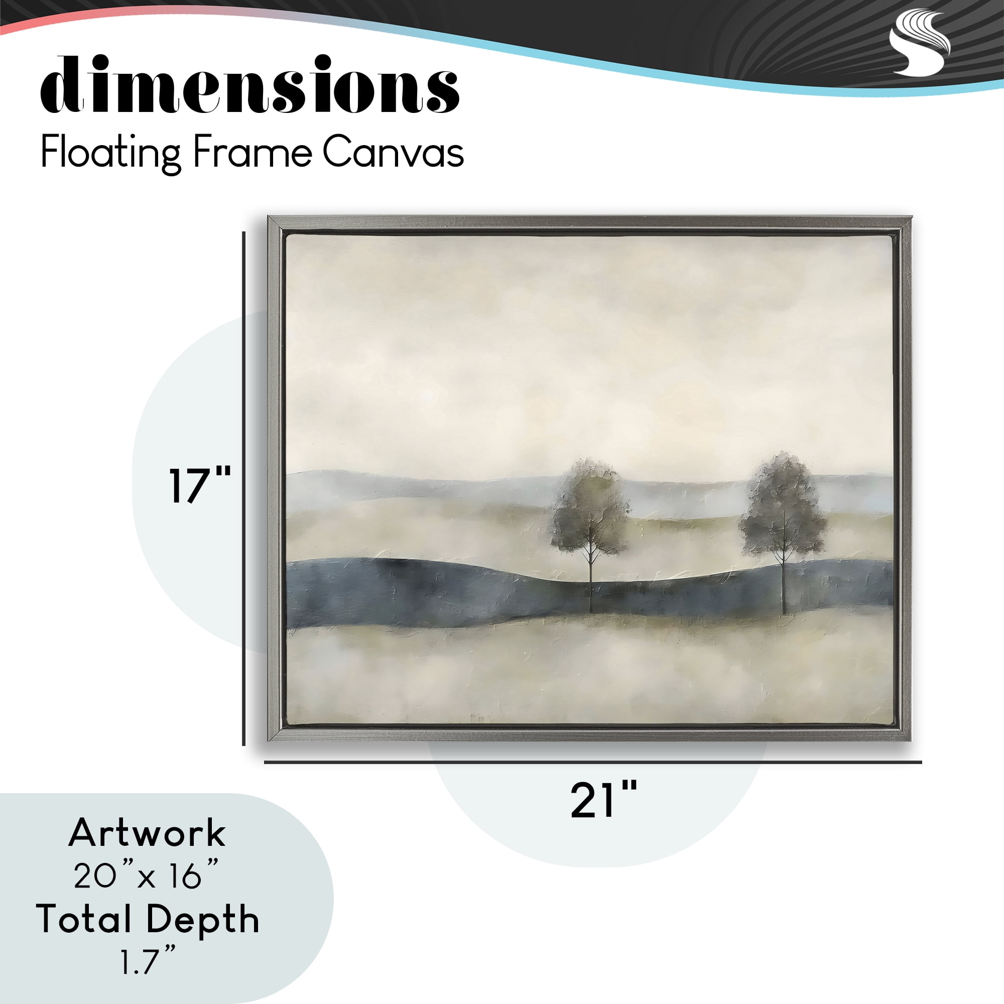 Stupell Industries Muted Horizon with Trees Gray Framed Floater Canvas Wall Art, design by Riley B