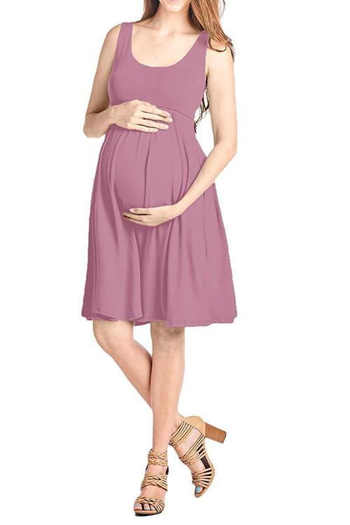 Beachcoco Womens Maternity Contrast Maxi Tank Dress Made in USA 