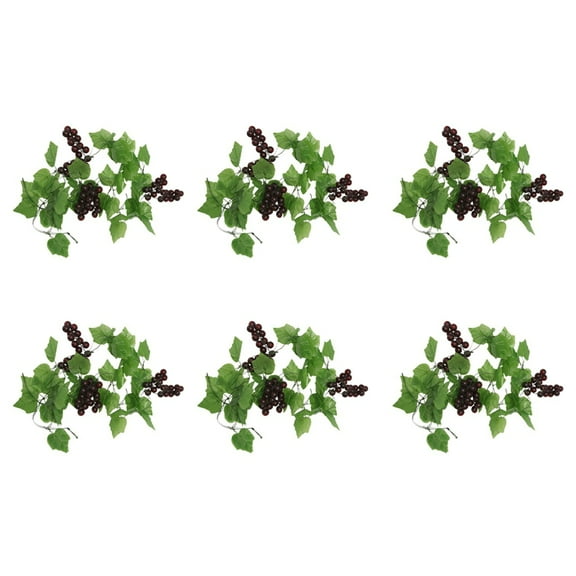 12x Artificial Grape Vine Garland Fruit for Home Garden Decoration,12 x wreath of artificial grape,green & brown