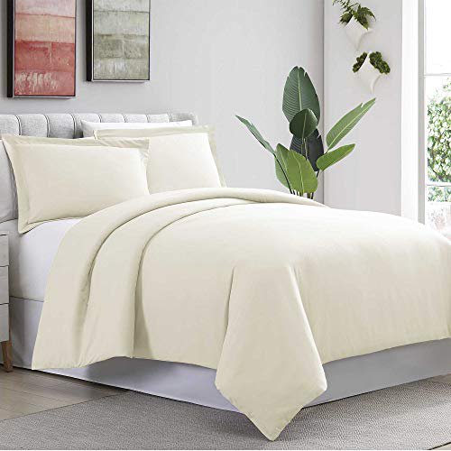 Amrapur Overseas 3-Piece Ultra-Plush Solid Duvet Set, Full/Queen, Ivory